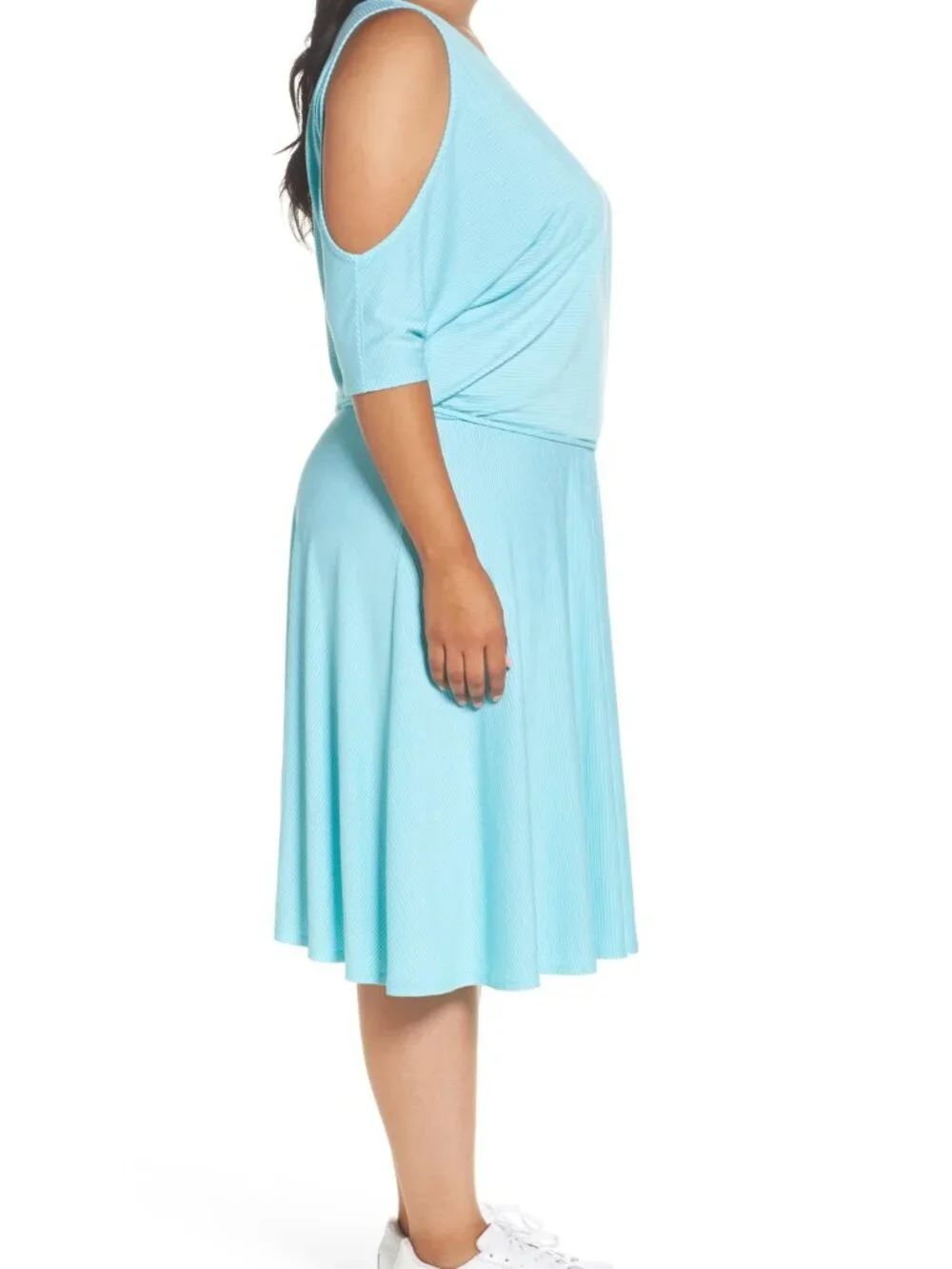 Three Dots New Dress Cold Shoulder Stripe A-Line Women's 3X Made in USA - Picture 3 of 12